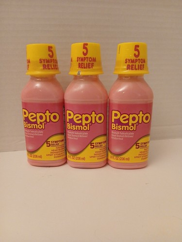 Three pepto bismol liquid - three,